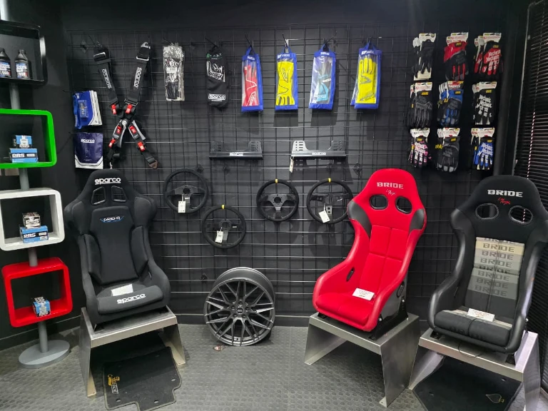 Ace Customs race shop - racing seats, mags, and steering wheels